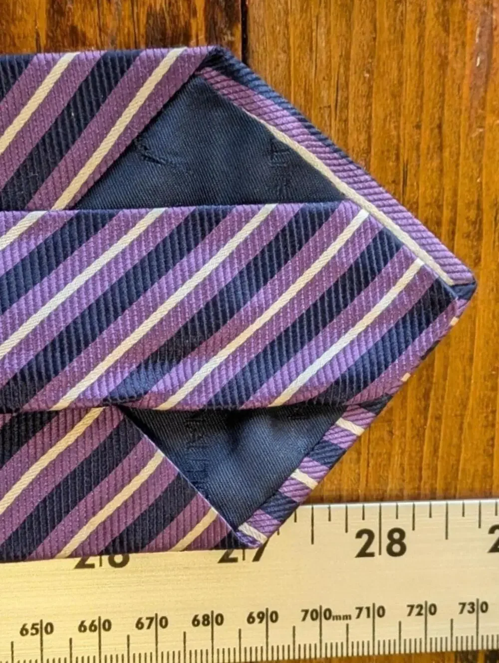 Nautica Purple Navy Cream Diagonal Stripe Silk Neck Tie USA Made Vintage 1990s